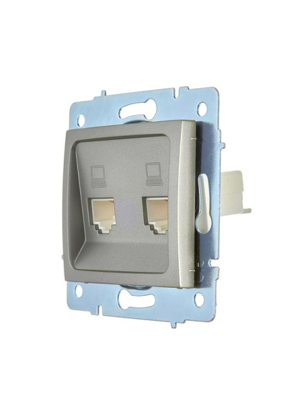 Розетка компьютерная 2-м СП ASTI IP20 RJ45 механизм платина. LEZARD 7081-3588-141