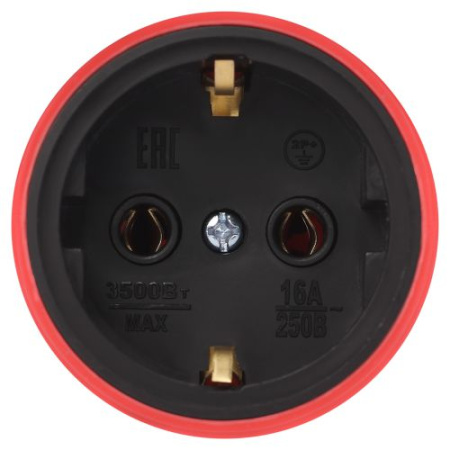 Розетка RX11-R-IP44 прямая с заземл. каучук красн. ЭРА Б0069326