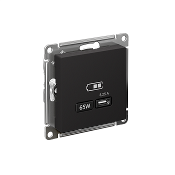 Розетка USB AtlasDesign тип C 65Вт QC PD высокоскор. ЗУ механизм карбон SE ATN001027