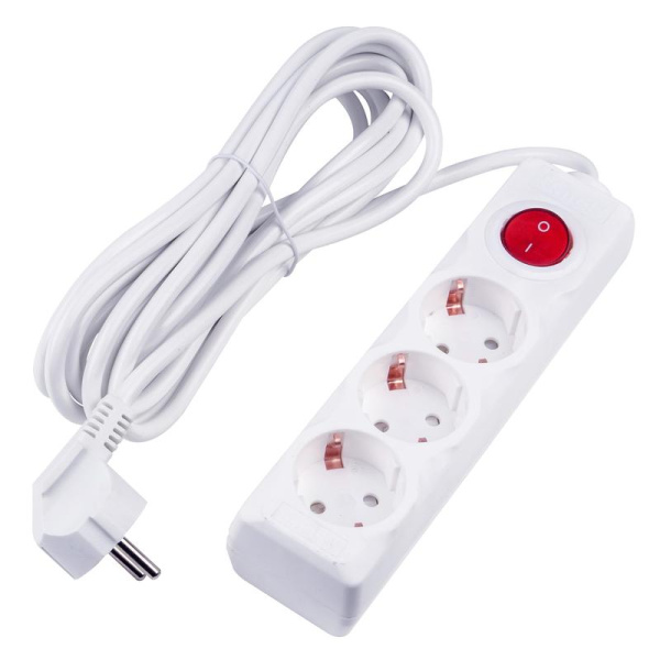 Удлинитель 3х5м с заземл. 16А Ultra S-GCU3-5B WHITE бел. Uniel UL-00010018