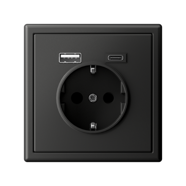 Розетка ArtGallery 16А с 2-мя заряд. устройствами USB A+C 5В/2.4А/3А 2х5В/1.5А механизм базальт SE GAL001432