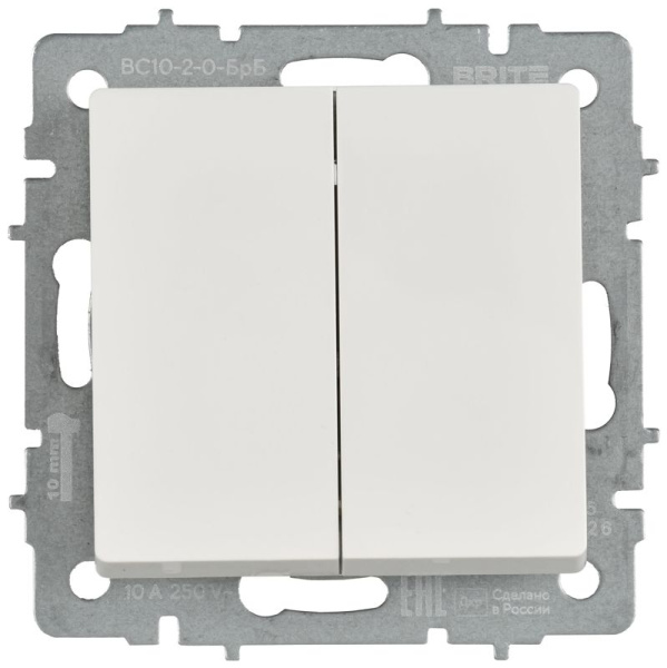 Выключатель 2-кл. 1п 1мод. BRITE ВС10-2-0-БрБ 10А IP20 РФ бел. IEK BR-V20-0-10-K011