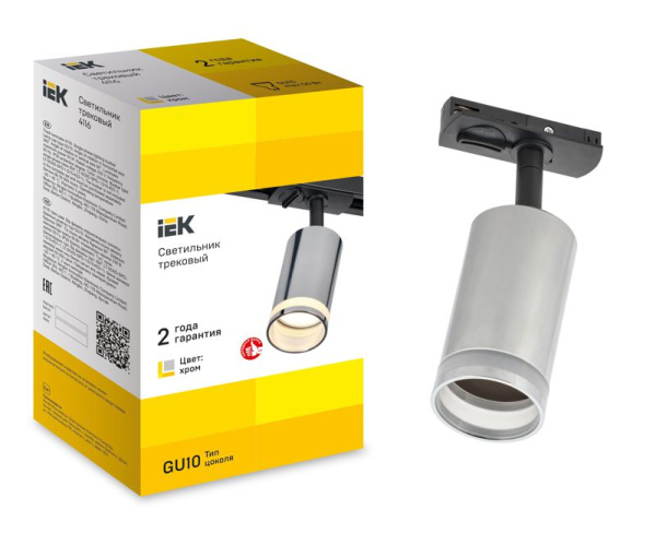 Светильник 4116 декоративный трековый поворотный GU10 хром IEK LT-USB0-4116-GU10-1-K23