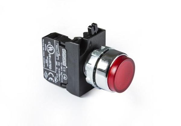 Кнопка нажимная круглая выступающая CM200HK (1НЗ) красн. EMAS CM200HK