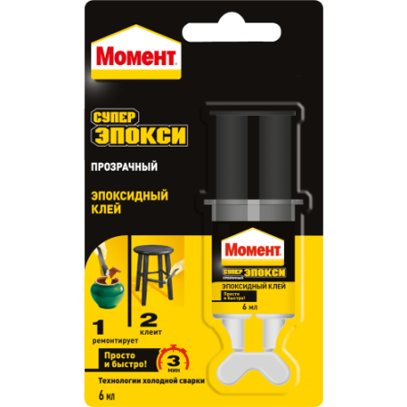 Клей эпоксидный "Момент супер эпокси" 6мл прозр. шприц 2751325 Момент C0036331