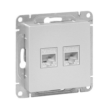 Розетка компьютерная 2-м СП Эпика RJ45 кат.5 механизм алюм. EKF UP1-SOA-2RJ45-5