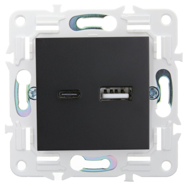 Розетка USB A+C 3.1А SKANDY SK-R14Bl черн. IEK SK-U22-D31-K02