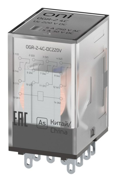 Реле общего назначения OGR-2 4C 220В DC ONI OGR-2-4C-DC220V