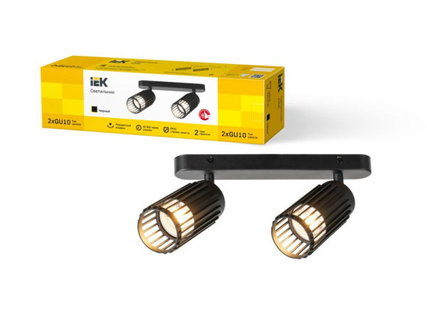 Светильник 4208 2хGU10 настенно-потолочный черн. IEK LT-USB0-4208-GU10-2-K02
