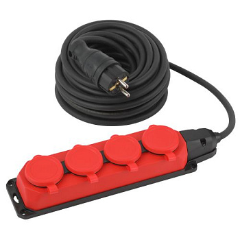 Удлинитель 4х10м с заземл. IP44 КГ 3х1.5 каучук UK-4e-3x1.5-10m-IP44(KG) Эра Б0057586