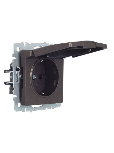 Розетка BRITE РСбш10-3-БрТБ 16А IP20 с заземл. защ. шторки с крышкой механизм бронза IEK BR-R16-16-K45