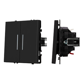 Выключатель 2-кл. ARL NOBE SWT-MK02-SFPL-L-BK 10А 250В подсветка софт-тач черн. оникс Arlight 054264(1)