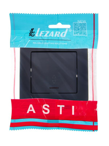 Переключатель проходной 1-кл. 1п СП ASTI 10А IP20 с подсветкой черн. LEZARD 7081-4242-114