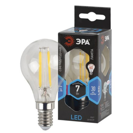 Лампа светодиодная филаментная F-LED P45-7w-840-E14 Эра Б0027947