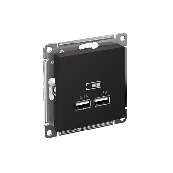 Розетка USB AtlasDesign тип A+A 5В 1х2.1А 2х1.05А механизм карбон SE ATN001033