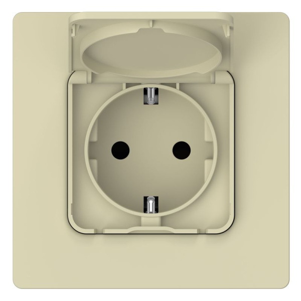 Розетка СП FLITE РСшкр11-1-44-ФлН 16А IP44 с заземл. с защ. шторками и крышкой безвинтовое крепление механизм навахо IEK FI-R16-16-1-44-K87