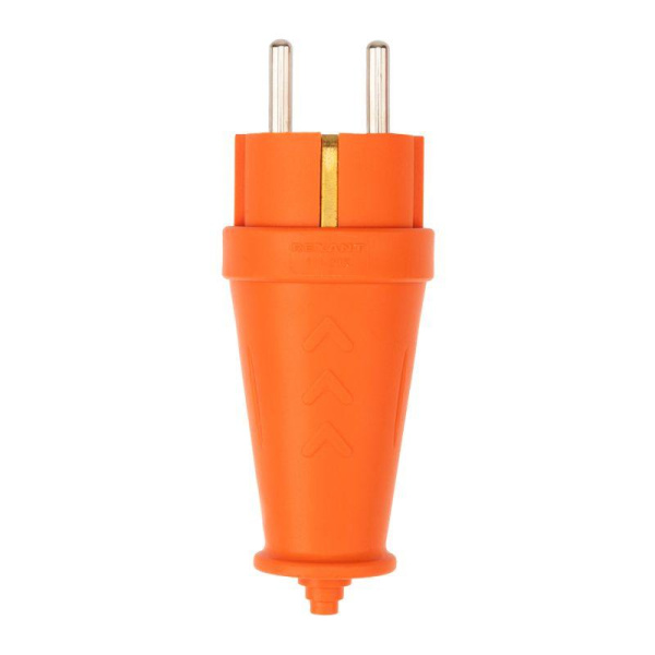 Вилка прямая влагозащ. 16А IP44 с заземл. COMPACT каучук оранж. Rexant 111-202