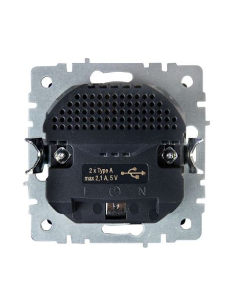 Розетка BRITE РЮш10-1-БрШ 16А с USB A+A 2.1А с заземл. защ. шторки механизм шампань IEK BR-R14-16-U21-D21-K37