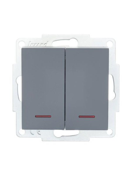 Выключатель 2-кл. 1п СП Vesna 10А IP20 с индикацией механизм графит LEZARD 742-3488-112