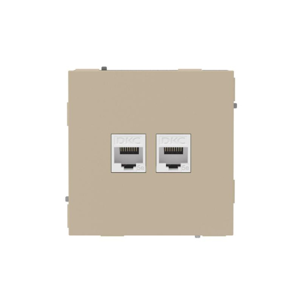 Розетка компьютерная 2-м KANT RJ45 кат.5E без шторки ванильн. марципан DKC 7015664