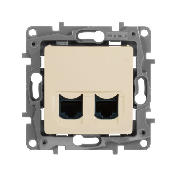 Розетка компьютерная 2-м СП Etika RJ45 кат.6 UTP IP20 механизм сл. кость IEK 672354