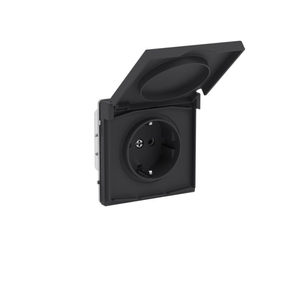 Розетка силовая KANT IP44 2P+E защ. шторки с крышкой черн. уголь DKC 7012013