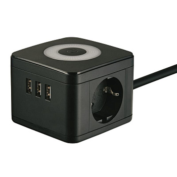 Удлинитель 2х1.5м с заземл. 16А Standard S-GCD2-1.5SBU BLACK 3 USB черн. Uniel UL-00011250