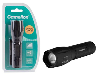 Фонарь LED51530 LD XML-T6 ZOOM 5 режимов 3хLR03 алюм. черн. (открывающ. блист.) Camelion 14536