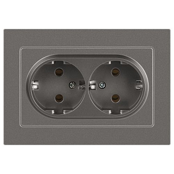 Розетка 2-м СП Accent 6-205-09 16А IP20 250В 2P+E Schuko AL/CU титан Intro Б0063500