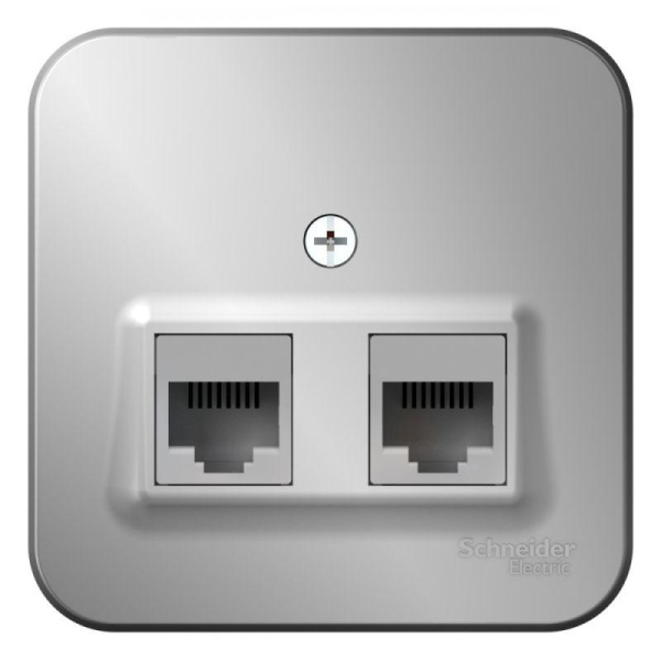 Розетка компьютерная + телефонная 2-м ОП Blanca RJ45 кат.5E + RJ11 с изолир. пластиной алюм. SE BLNIA045113