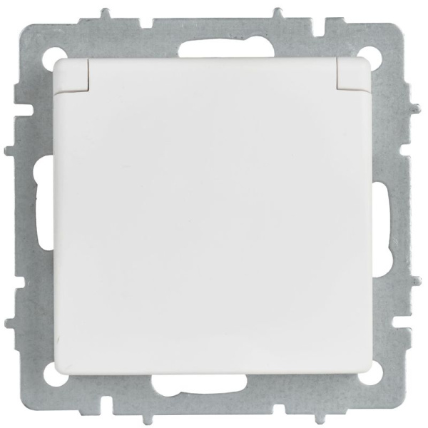 Розетка BRITE РСбш10-3-БрАБ 16А IP20 с заземл. защ. шторки с крышкой механизм арктич. бел. IEK BR-R16-16-K91