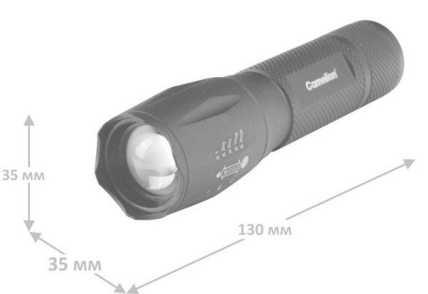 Фонарь LED51530 LD XML-T6 ZOOM 5 режимов 3хLR03 алюм. черн. (открывающ. блист.) Camelion 14536