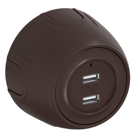 Розетка USB 2-м Rotondo с подсветкой корич. OneKeyElectro 7700898