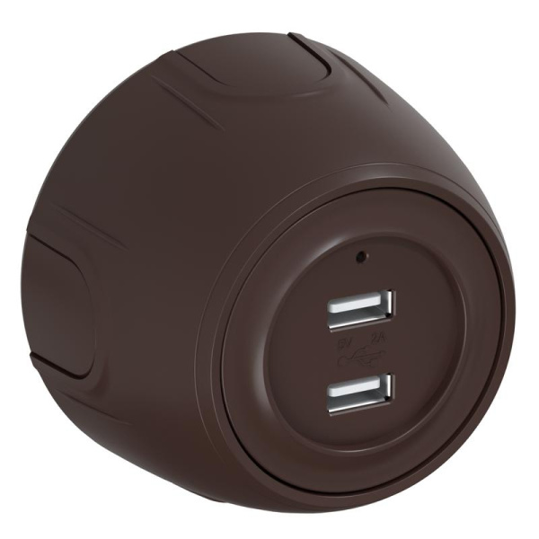 Розетка USB 2-м Rotondo с подсветкой корич. OneKeyElectro 7700898