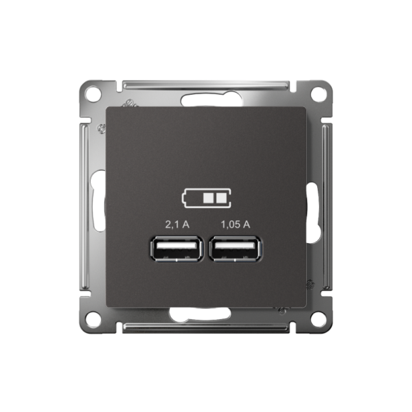 Розетка USB AtlasDesign тип A+A 5В/2.1А 2х5В/1.05А механизм базальт SE ATN001433