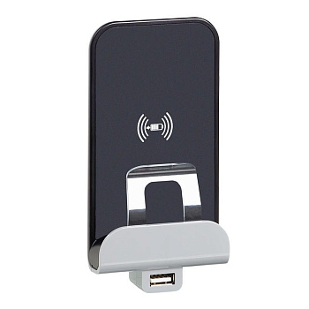 Устройство зарядное беспроводное Etika Qi 1А с дополнит. разъемом USB A 5В 2.4А сл. кость IEK 672337