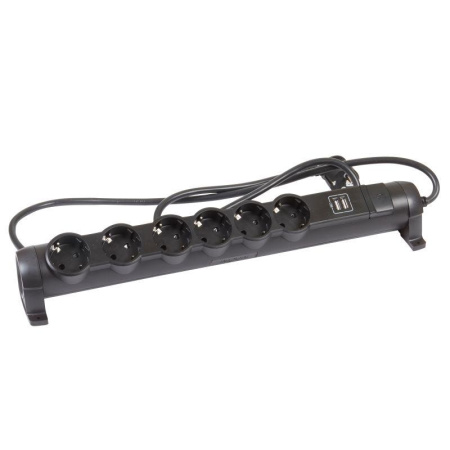 Удлинитель 6х1.5м 16А IP20 2хUSB+6х2P+E черн. IEK 694618