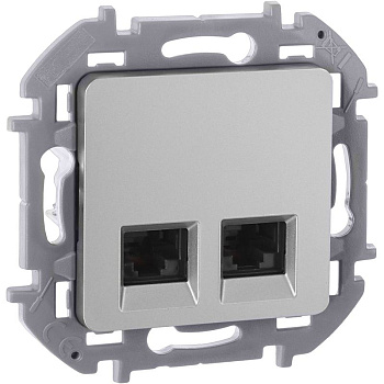 Розетка компьютерная 2-м СП Inspiria RJ45 кат.6 UTP IP20 механизм алюм. IEK 673842