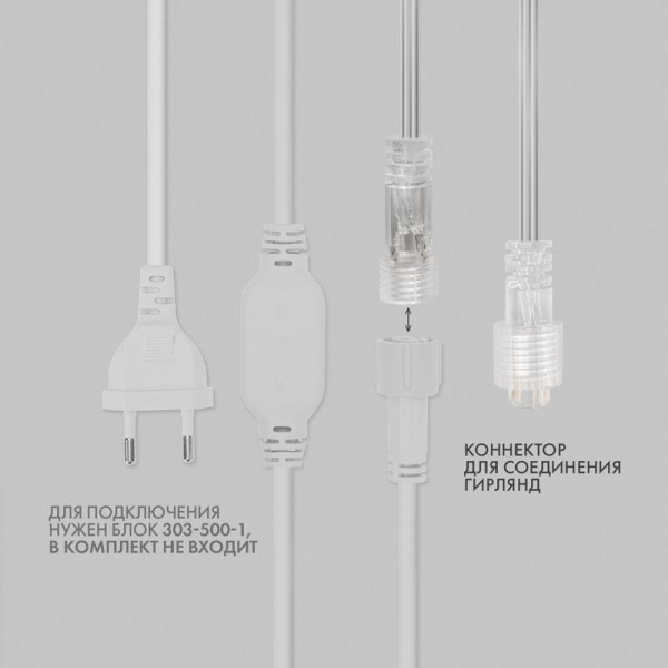 Гирлянда светодиодная "Айсикл" (бахрома) 4.8х0.6м 176LED тепл. бел. 230В IP65 эффект мерцания провод ПВХ прозр. нужен шнур 303-500-1 Neon-Night 255-186