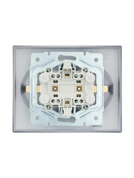 Розетка 2-м СП VESNA с заземл. ПБТ графит LEZARD 742-3400-127B