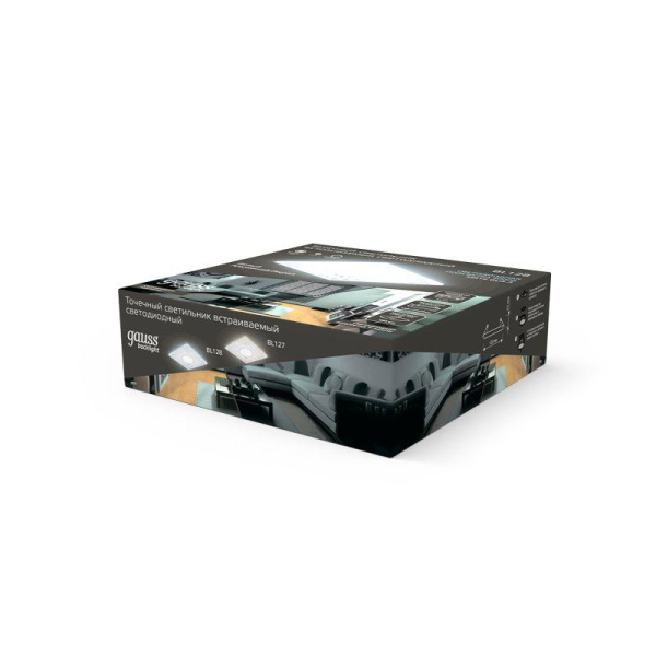 Светильник светодиодный Backlight 3Вт GU5.3 4000К IP20 170-260В ДВО квадрат GAUSS BL128