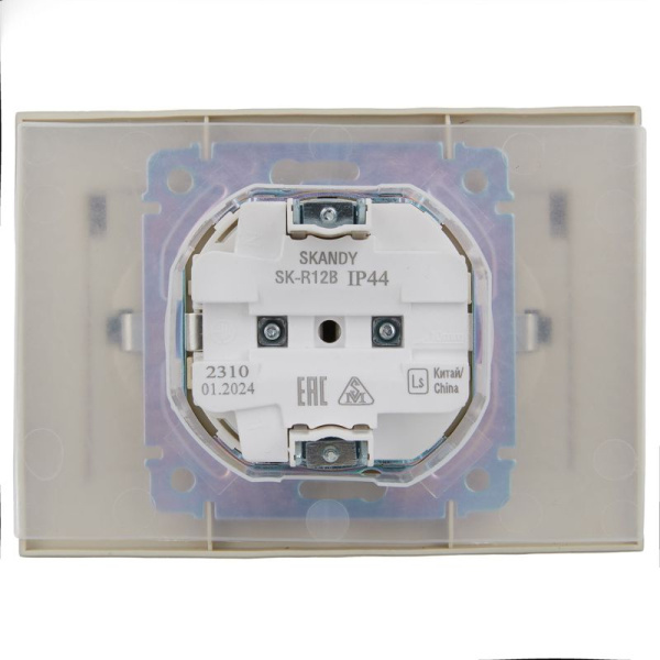 Розетка 2-м SKANDY 16А IP44 с крышкой в сборе SK-R12B беж. IEK SK-R26-16-44-K10-F