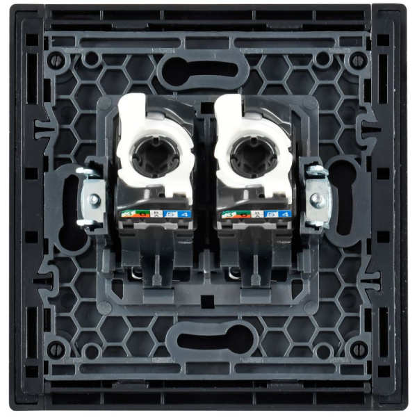 Розетка компьютерная 2-м RJ45 кат.5E FORTE&PIANO FP133 черн. IEK FP-K20-1-K02