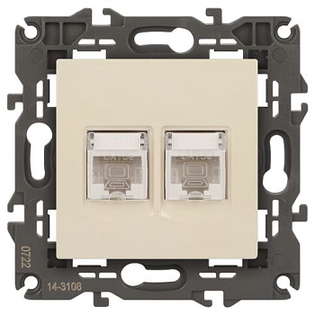 Розетка компьютерная 2-м Elegance 14-3108-02 RJ45 IP20 механизм сл. кость Эра Б0034309