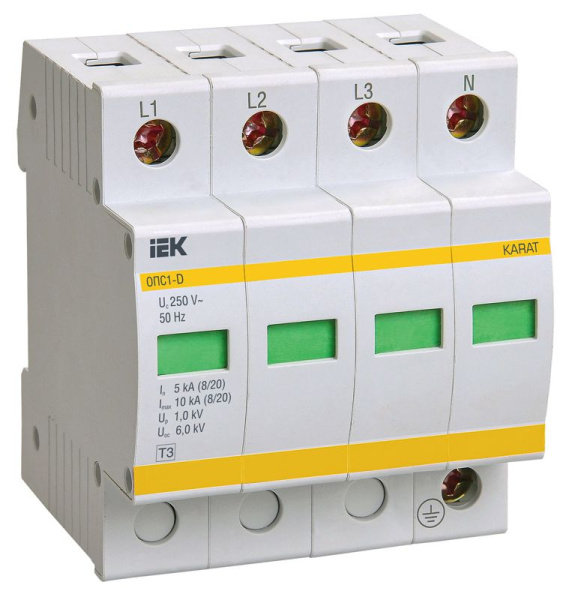 Ограничитель перенапряжения ОПС1-D 4P KARAT IEK MOP20-4-D