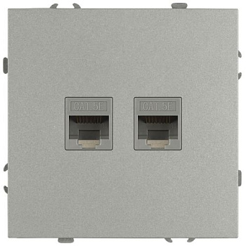 Розетка информационная 2-м СП Galaxy RJ45 16А IP20 250В алюм. 15-3108-03 Эра Б0070760