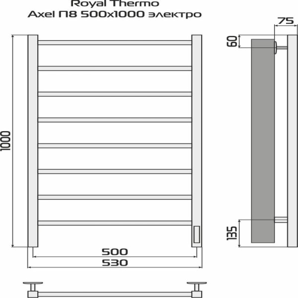 Полотенцесушитель Casa black П14 500х800 Royal Thermo НС-1434001
