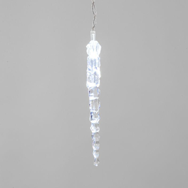 Гирлянда светодиодная "Айсикл" (бахрома) "Сосульки" 1.5х0.25м 10LED бел. 0.51Вт IP20 провод прозр. Neon-Night 303-068