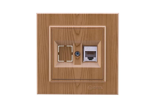 Розетка компьютерная+гнездо СП Karea 16А IP20 CAT 5 дуб Makel 56101035