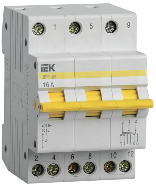 Выключатель-разъединитель трехпозиционный 3п ВРТ-63 16А KARAT IEK MPR10-3-016